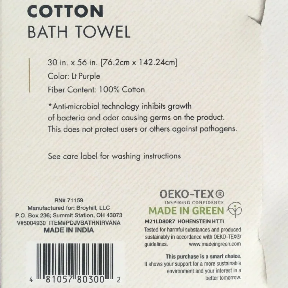 3 new LAVENDER Broyhill Jacquard Textured Velour 100% Cotton Bath Towels THICK